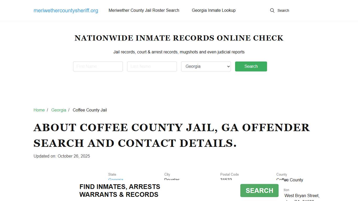 Coffee County Jail, GA Offender Search, Contacts.